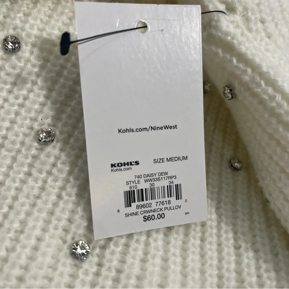 Women's Nine West Shiny Crewneck Sweater Sz M NWT - Picture 2 of 8
